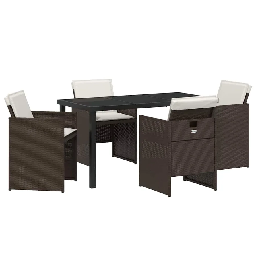 Ensemble de salle à manger pour jardin 5 pcs Marron polyrotin - 2