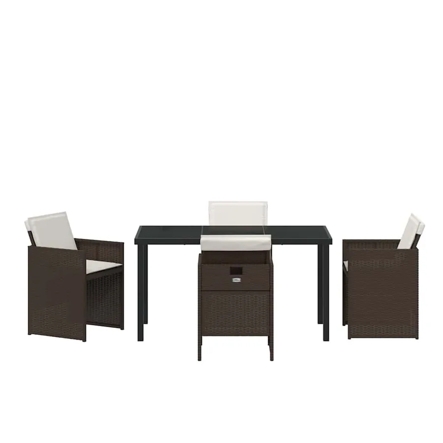 Ensemble de salle à manger pour jardin 5 pcs Marron polyrotin - 7