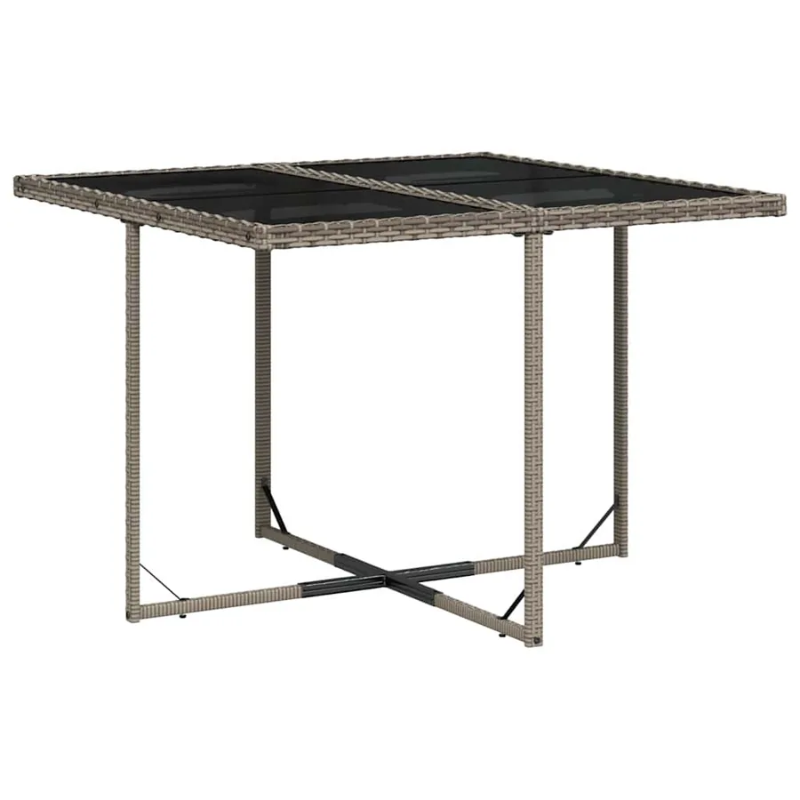 Ensemble à manger de jardin 9 pcs coussins gris résine tressée - 3