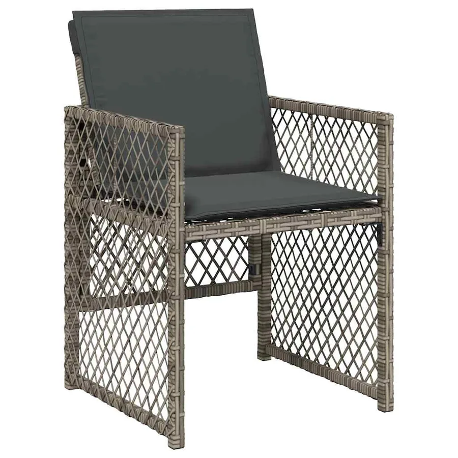 Ensemble à manger de jardin 11pcs avec coussins gris poly rotin - 4