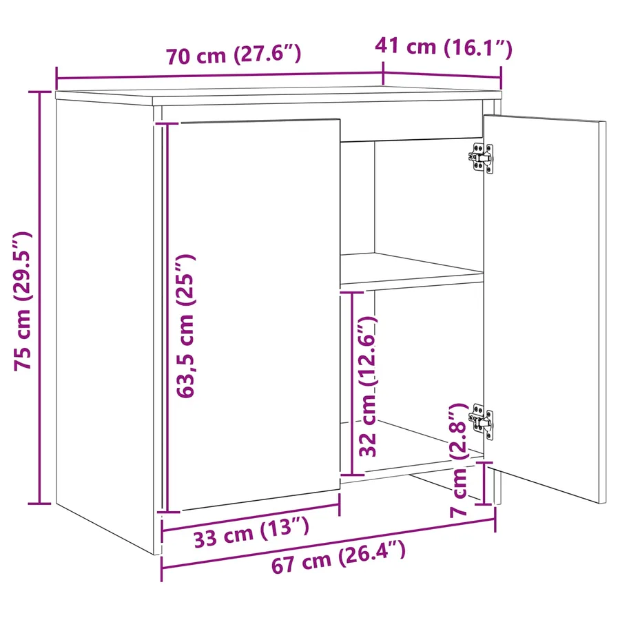 Buffet 3 pcs Chêne artisanal 70 x 41 x 75 cm Bois d'ingénierie - 15