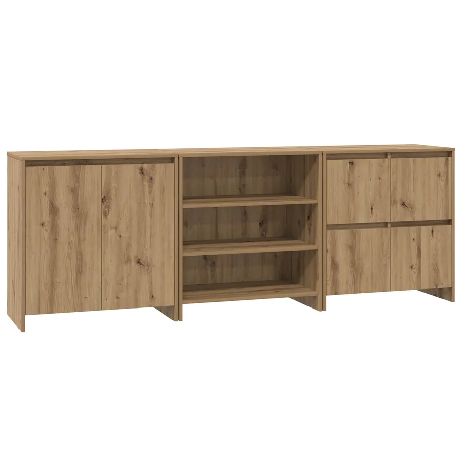 Buffet 3 pcs Chêne artisanal 70 x 41 x 75 cm Bois d'ingénierie - 2