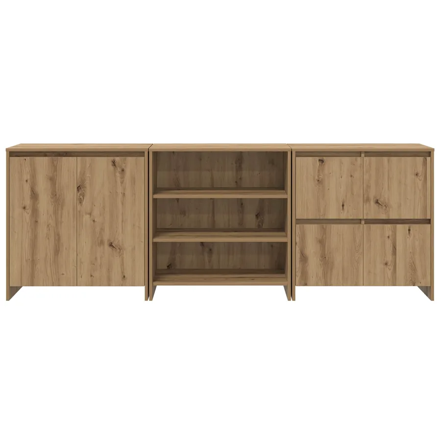 Buffet 3 pcs Chêne artisanal 70 x 41 x 75 cm Bois d'ingénierie - 7