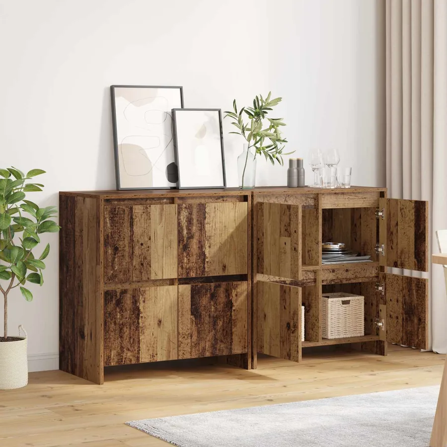 Buffets 2 pcs Bois ancien 70 x 41 x 75 cm Bois d'ingénierie - 4