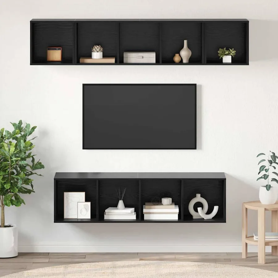 Ensemble meuble TV 4 pcs Chêne noir Bois d'ingénierie