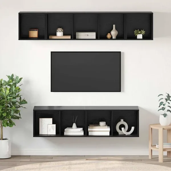 Ensemble meuble TV 4 pcs Chêne noir Bois d'ingénierie