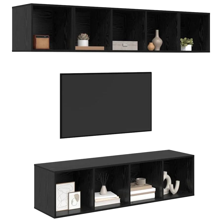 Ensemble meuble TV 4 pcs Chêne noir Bois d'ingénierie - 3