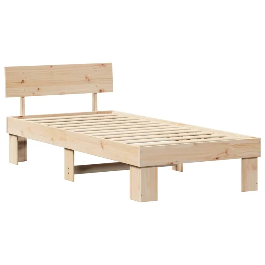Cadre de lit avec tête de lit Naturel 100 x 200 cm Pin massif - 4
