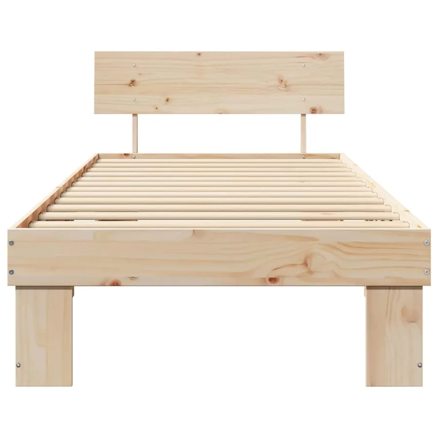 Cadre de lit avec tête de lit Naturel 100 x 200 cm Pin massif - 5