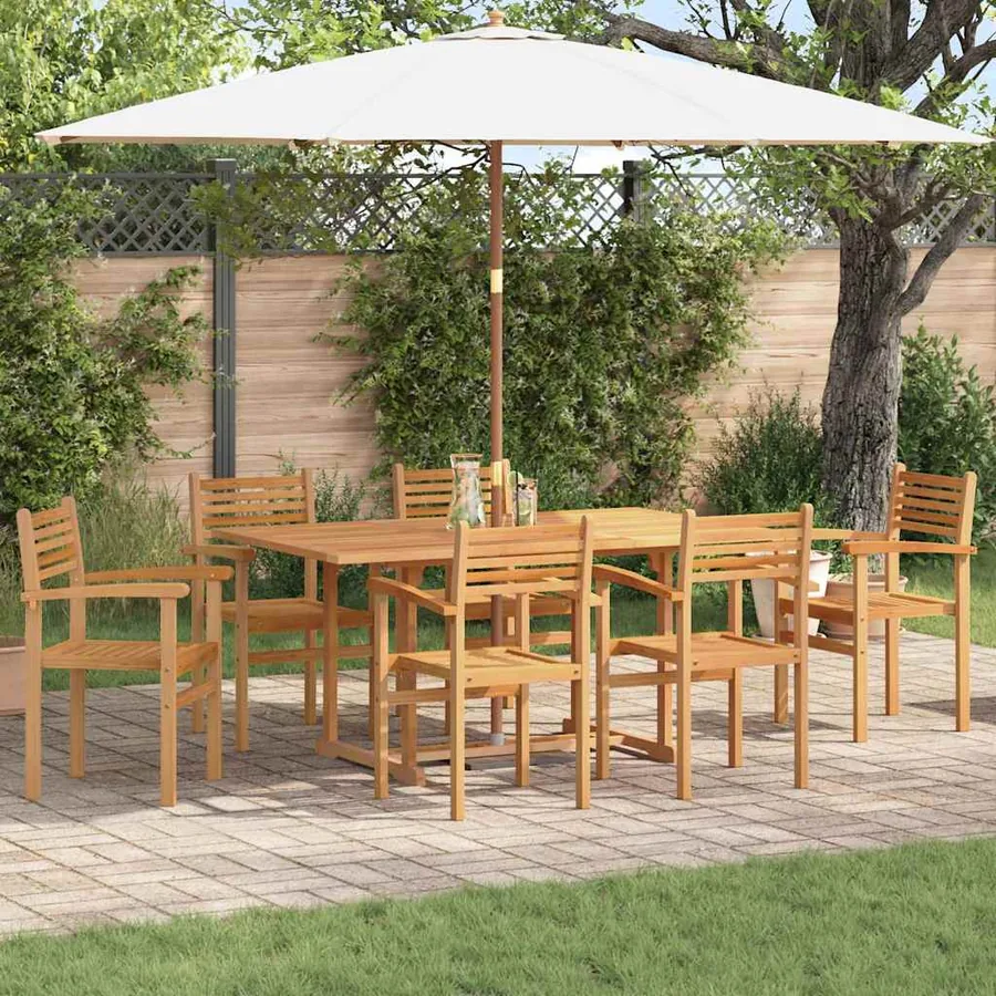 Ensemble de salle à manger pour jardin 7 pcs Naturel