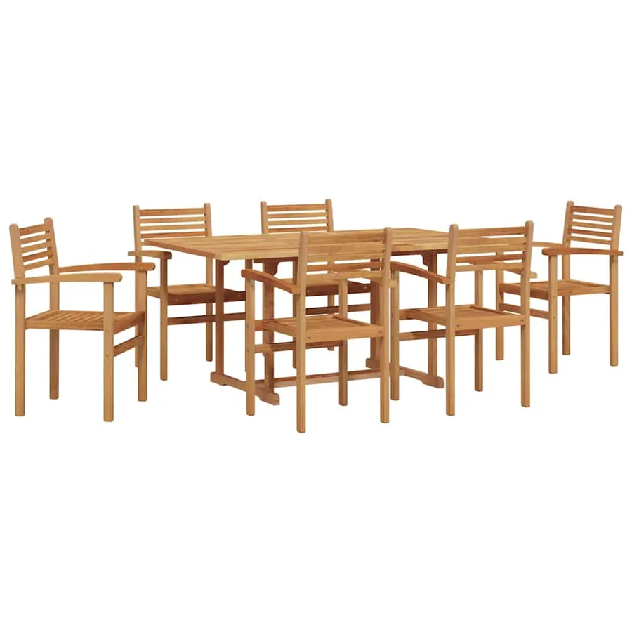 Ensemble de salle à manger pour jardin 7 pcs Naturel - 2
