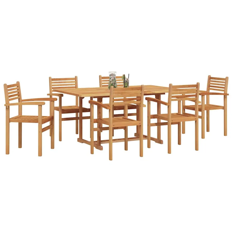 Ensemble de salle à manger pour jardin 7 pcs Naturel - 3