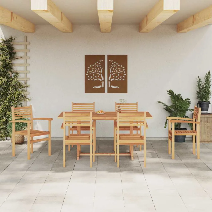 Ensemble de salle à manger pour jardin 7 pcs Naturel - 4