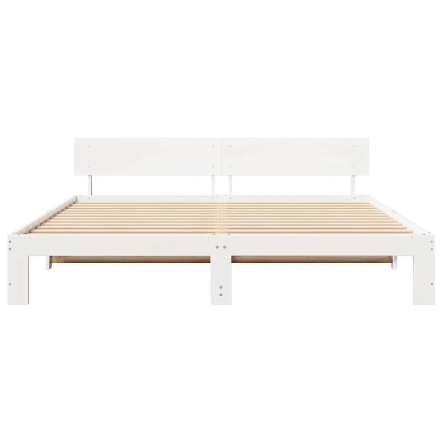 Cadre de lit avec tête de lit Blanc 200 x 200 cm Pin massif - 5