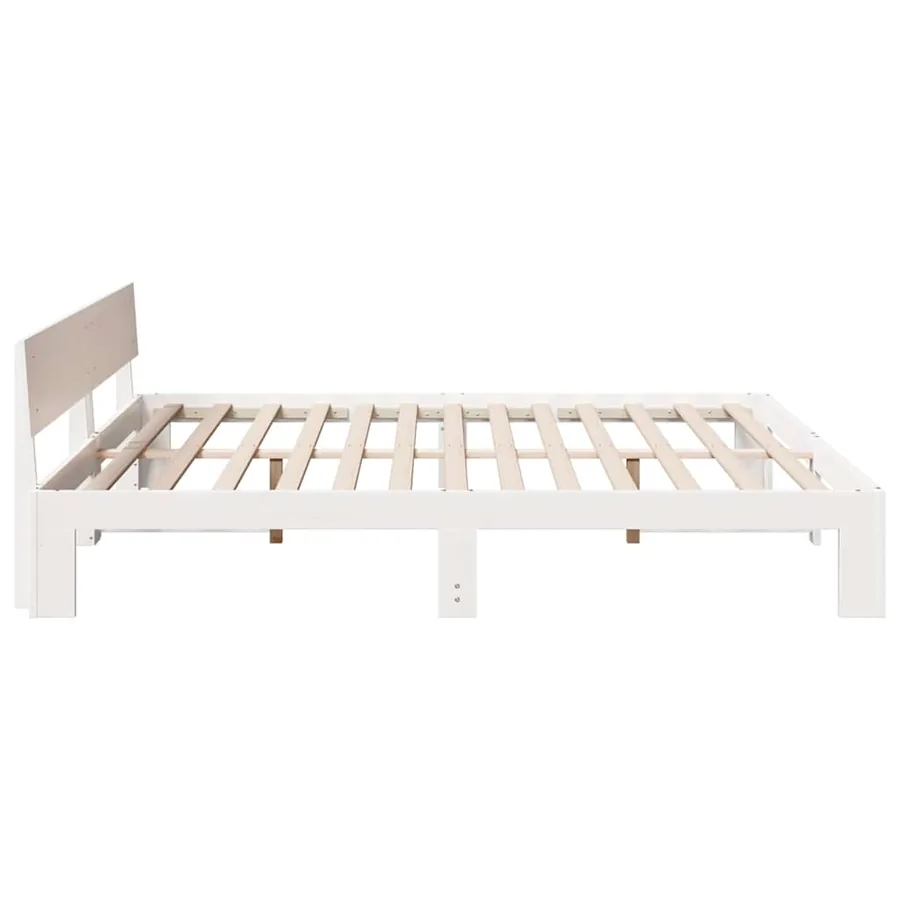 Cadre de lit avec tête de lit Blanc 200 x 200 cm Pin massif - 6
