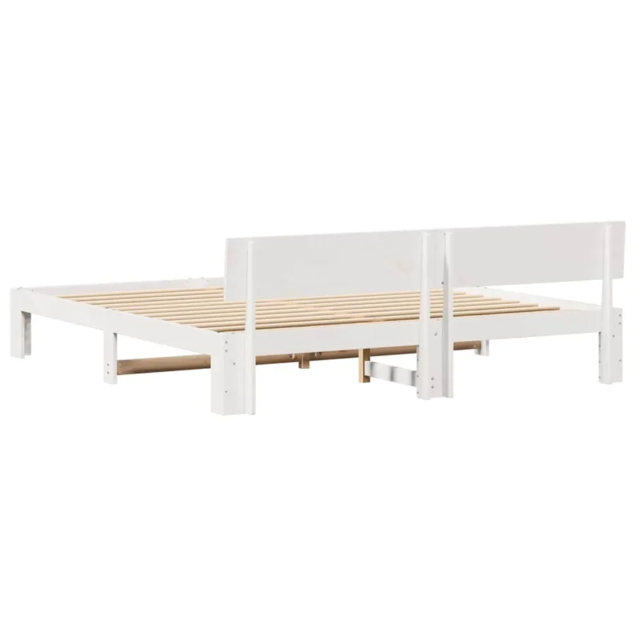 Cadre de lit avec tête de lit Blanc 200 x 200 cm Pin massif - 7