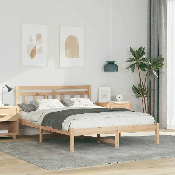 Cadre de lit Marron 140 x 190 cm Pin massif
