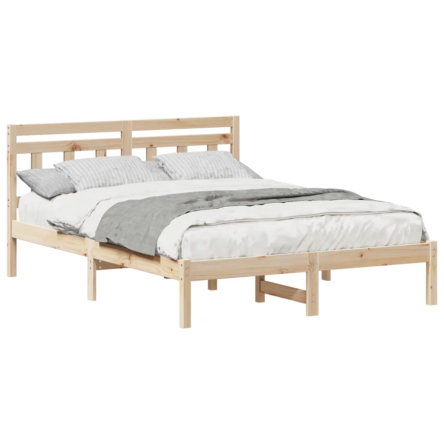 Cadre de lit Marron 140 x 190 cm Pin massif - 2