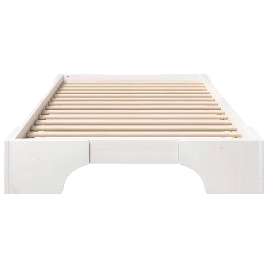 Cadre de lit Blanc 90 x 220 cm Pin massif - 4