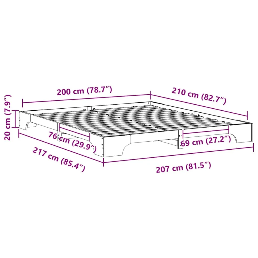 Cadre de lit Marron 200 x 210 cm Pin massif - 9