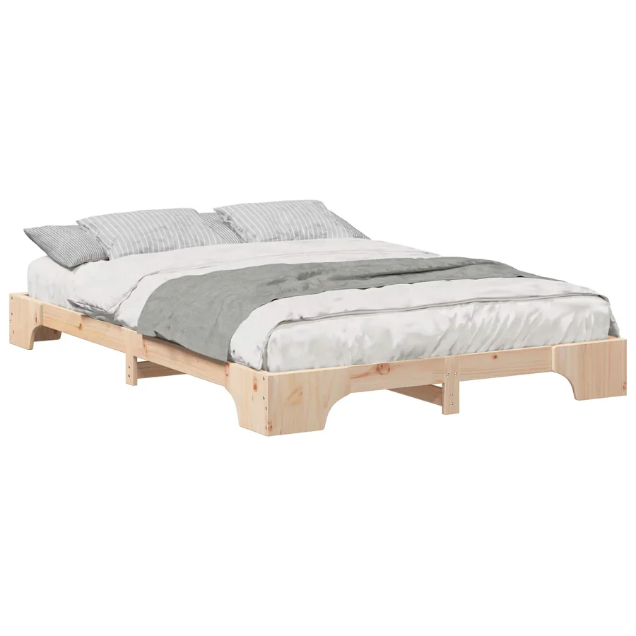 Cadre de lit Marron 140 x 210 cm Pin massif - 2