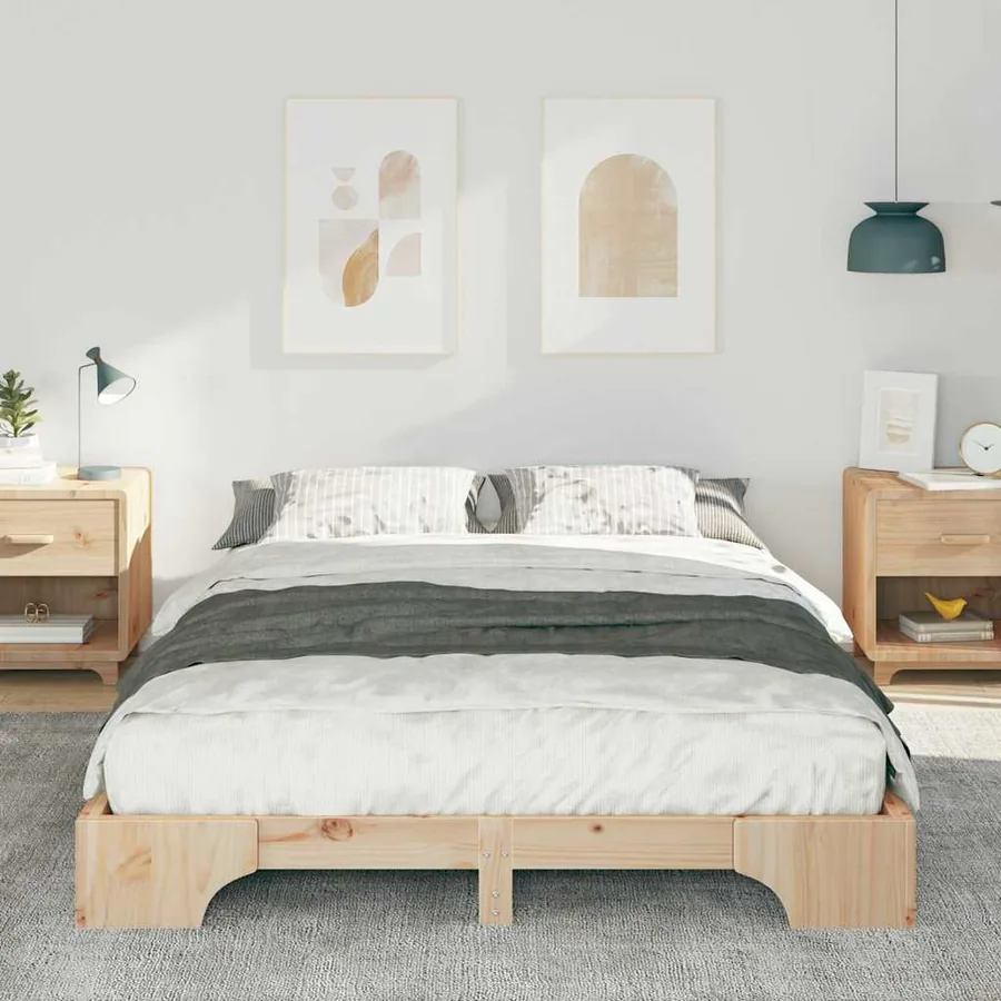 Cadre de lit Marron 140 x 210 cm Pin massif - 3