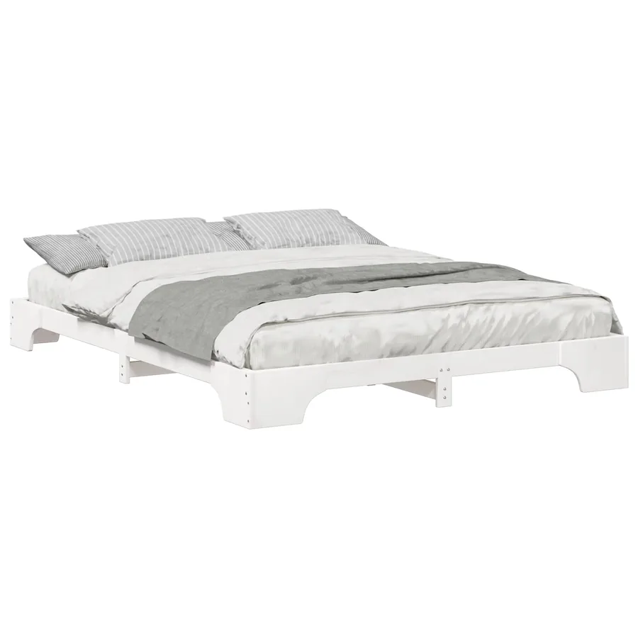 Cadre de lit Blanc 160 x 210 cm Pin massif - 2