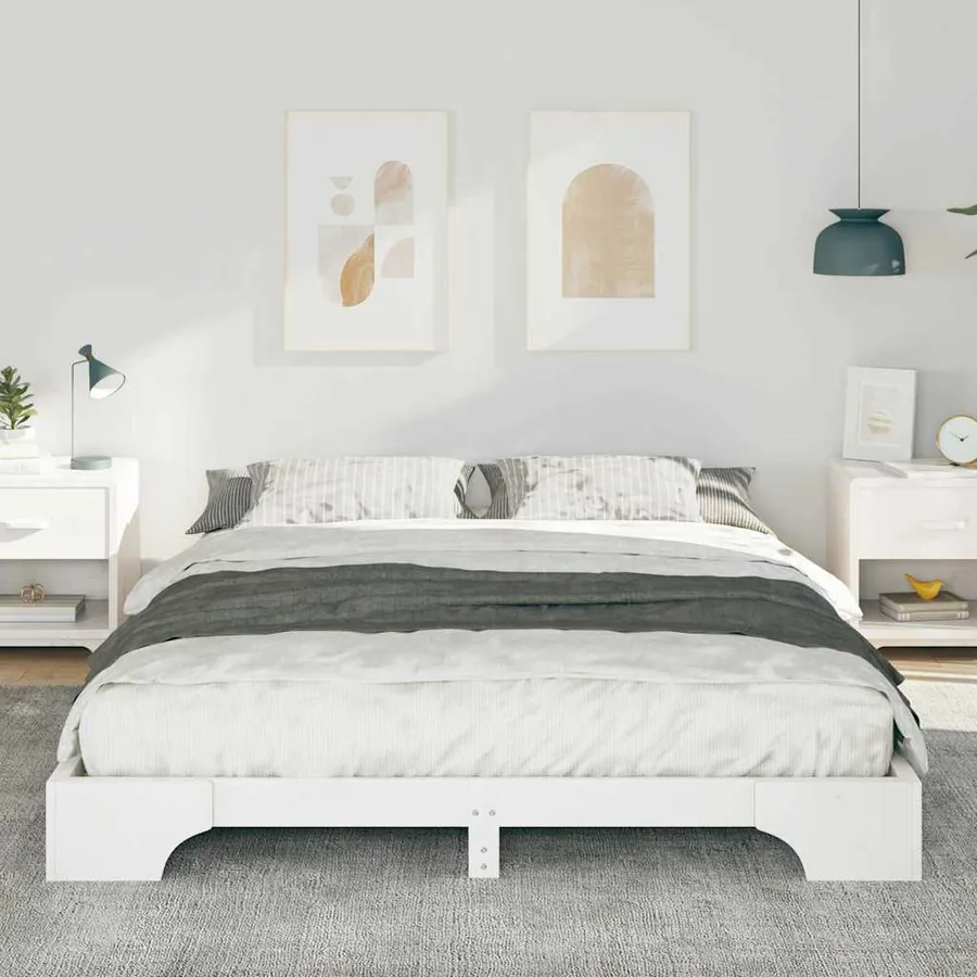 Cadre de lit Blanc 160 x 210 cm Pin massif - 3