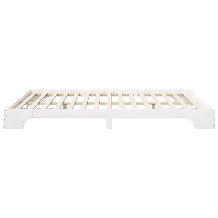 Cadre de lit Blanc 160 x 210 cm Pin massif - 5