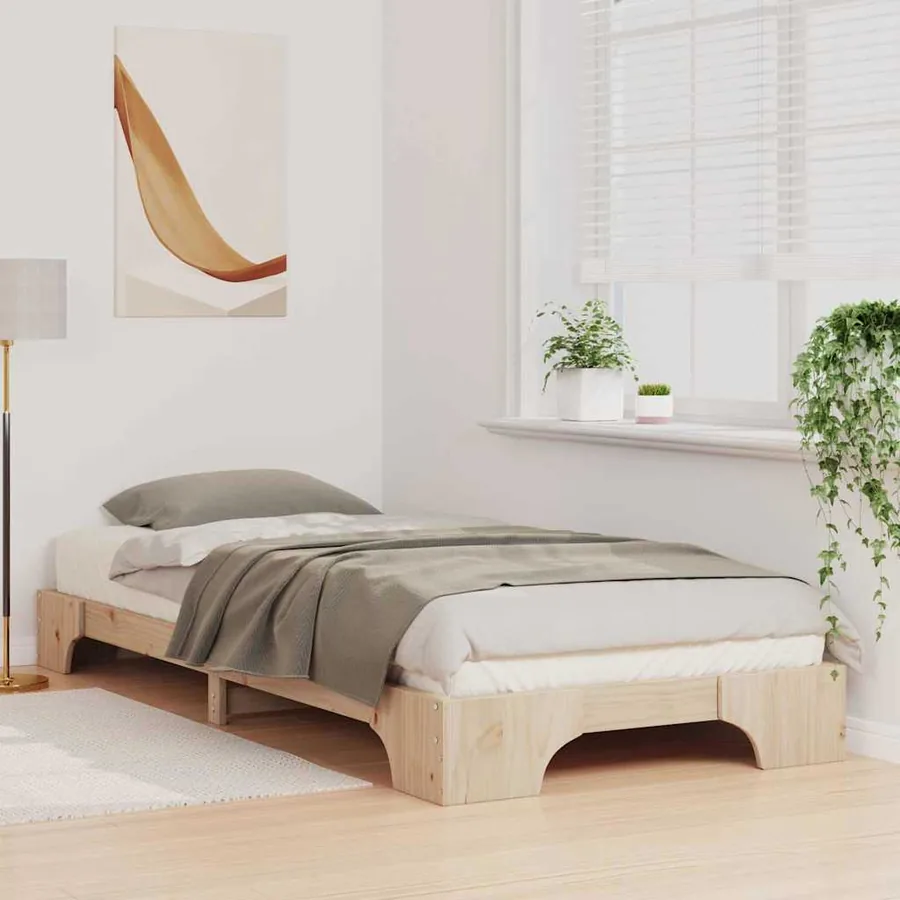 Cadre de lit Marron 100 x 220 cm Pin massif - 3