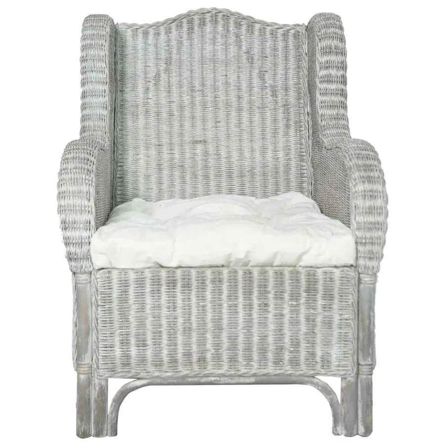 Canapé avec coussin Gris Rotin naturel et lin - 2