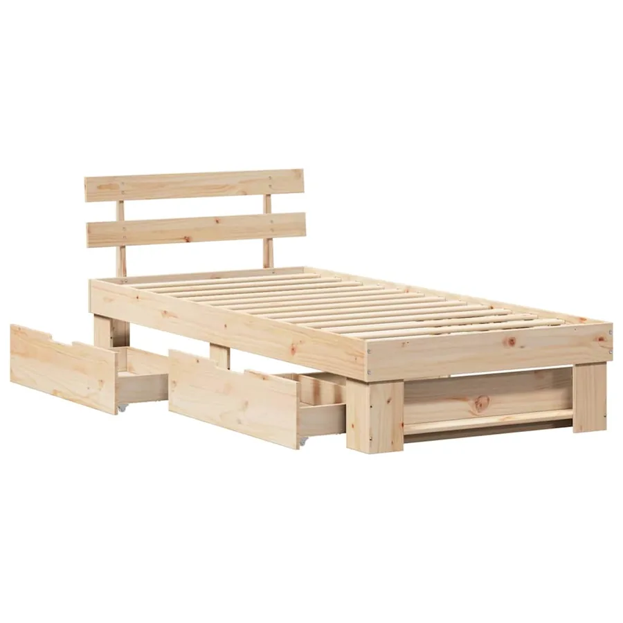 Cadre de lit avec tête de lit Naturel 90 x 190 cm Pin massif - 6