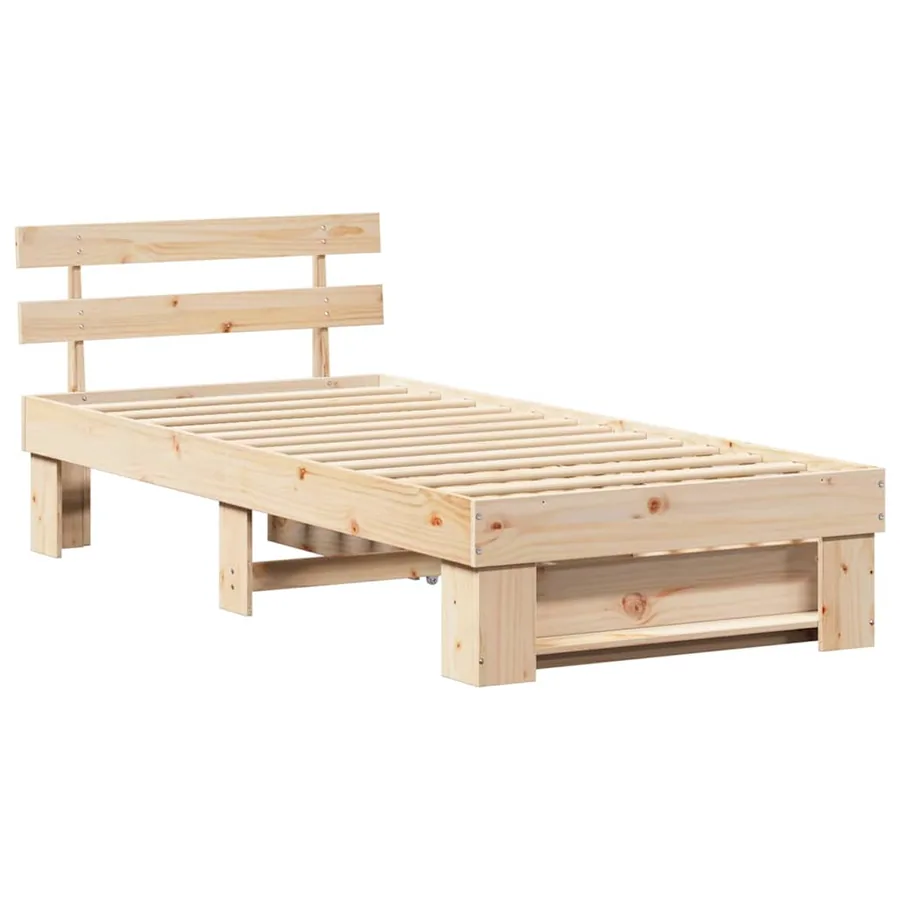 Cadre de lit avec tête de lit Naturel 90 x 190 cm Pin massif - 7