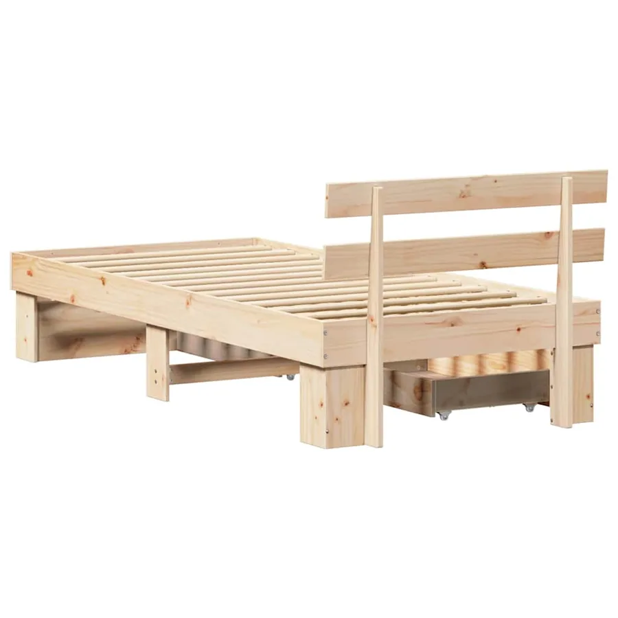 Cadre de lit avec tête de lit Naturel 90 x 190 cm Pin massif - 8