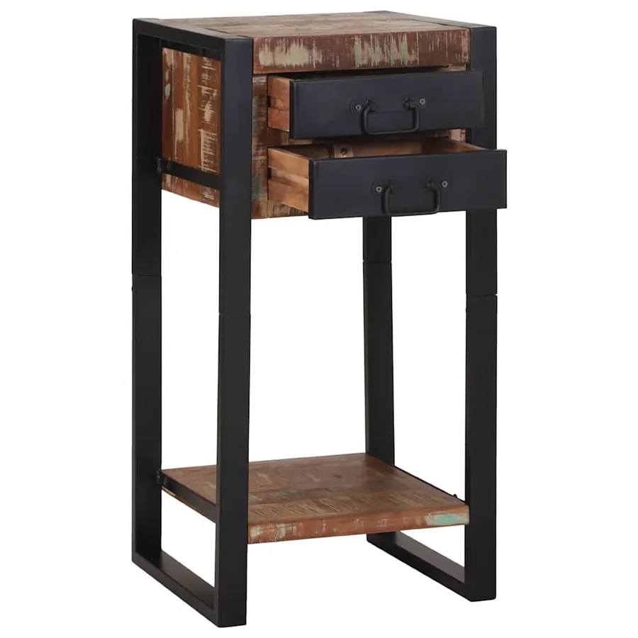 Table d'appoint Multicolore 40 x 40 x 80 cm Bois Recyclé Solide - 2