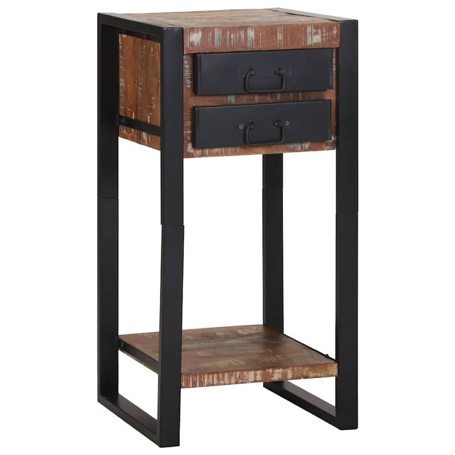 Table d'appoint Multicolore 40 x 40 x 80 cm Bois Recyclé Solide - 3