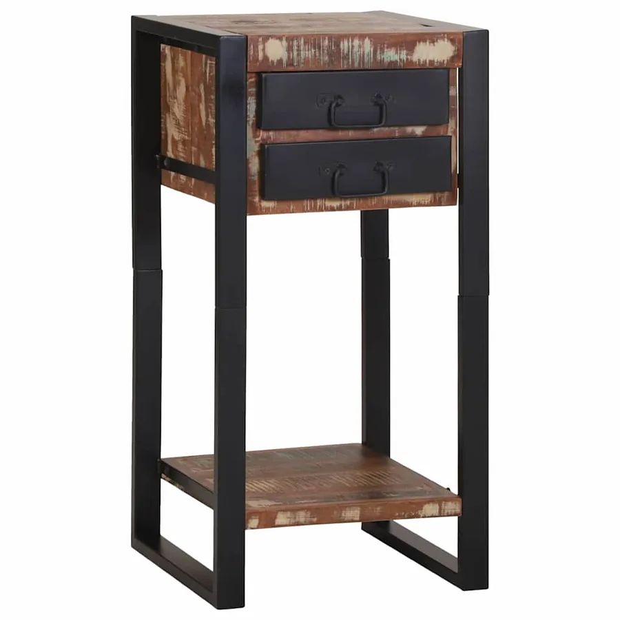 Table d'appoint Multicolore 40 x 40 x 80 cm Bois Recyclé Solide - 4