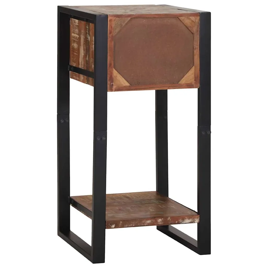 Table d'appoint Multicolore 40 x 40 x 80 cm Bois Recyclé Solide - 7