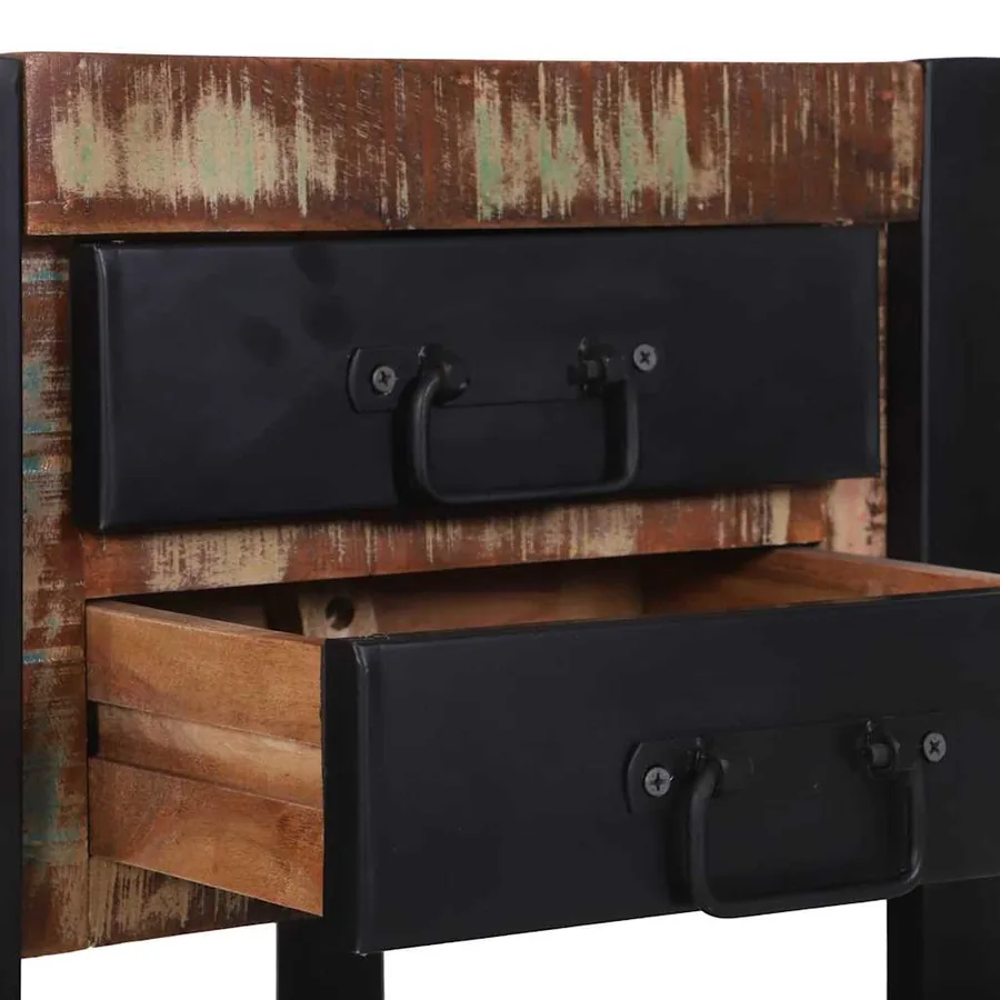 Table d'appoint Multicolore 40 x 40 x 80 cm Bois Recyclé Solide - 9