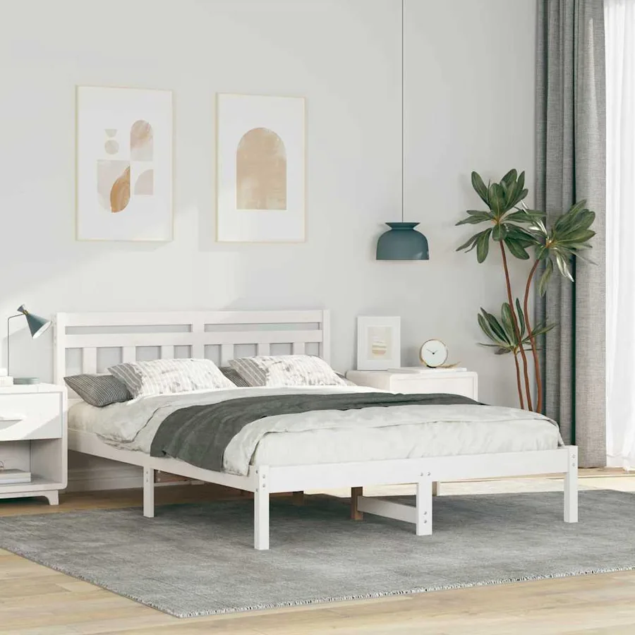 Cadre de lit Blanc 120 x 200 cm Pin massif