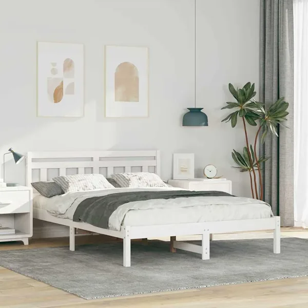 Cadre de lit Blanc 120 x 200 cm Pin massif