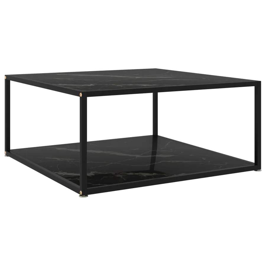 Table basse Noir 80x80x35 cm Verre trempé