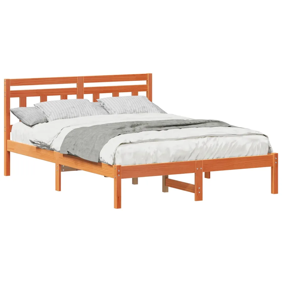Cadre de lit Marron 140 x 190 cm Pin massif - 2