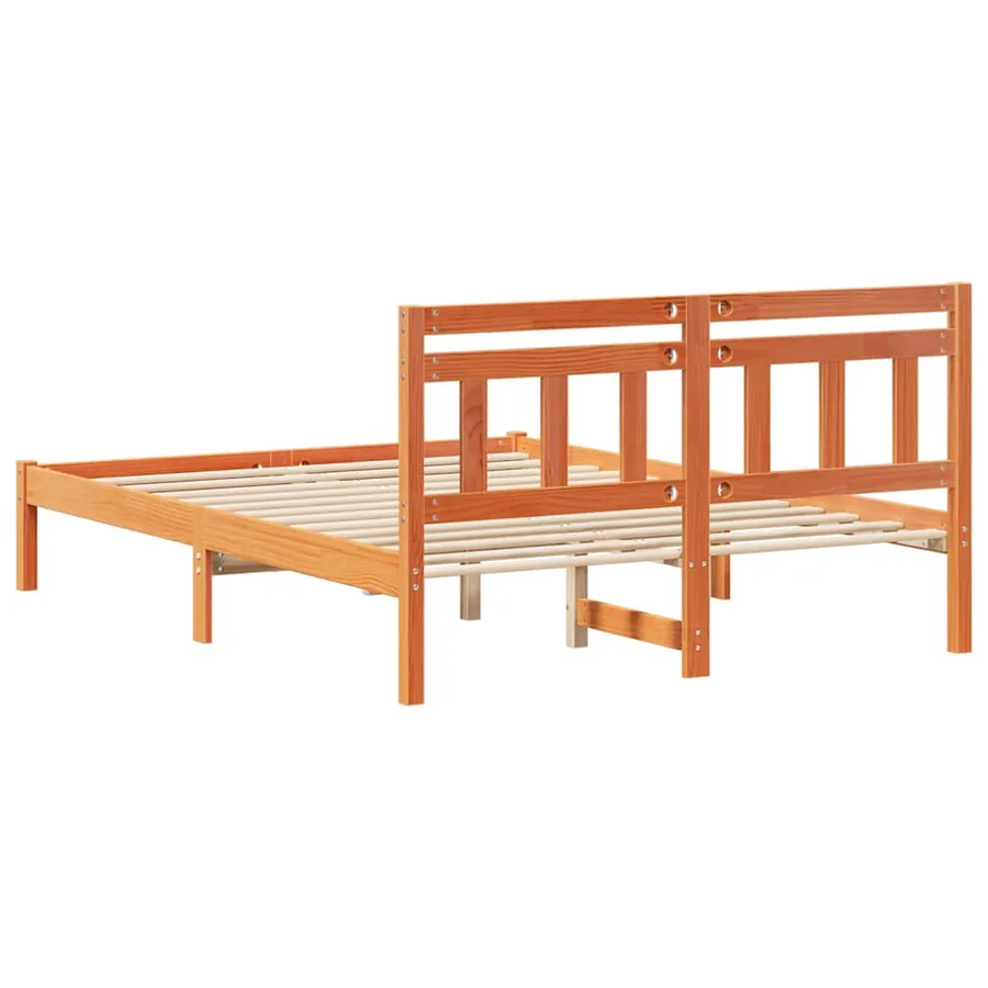 Cadre de lit Marron 140 x 190 cm Pin massif - 7