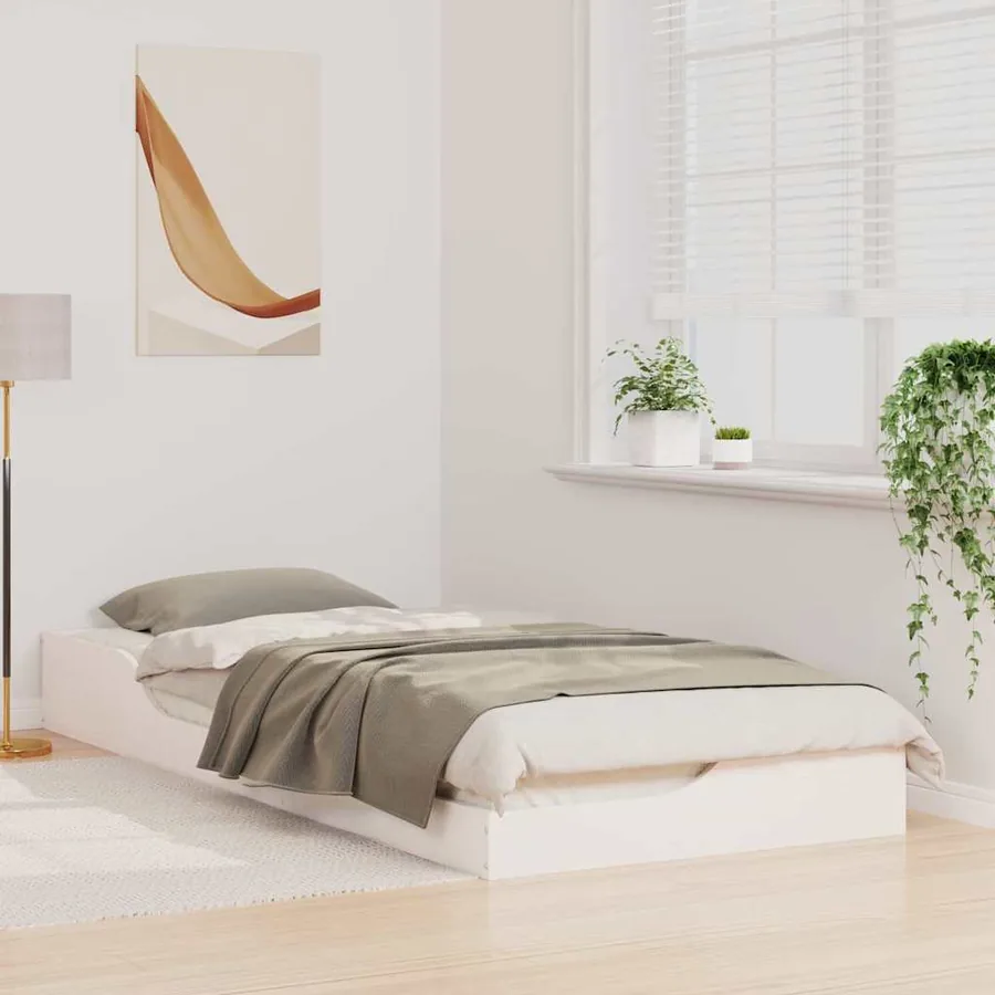 Cadre de lit Blanc 100 x 220 cm Pin massif - 3