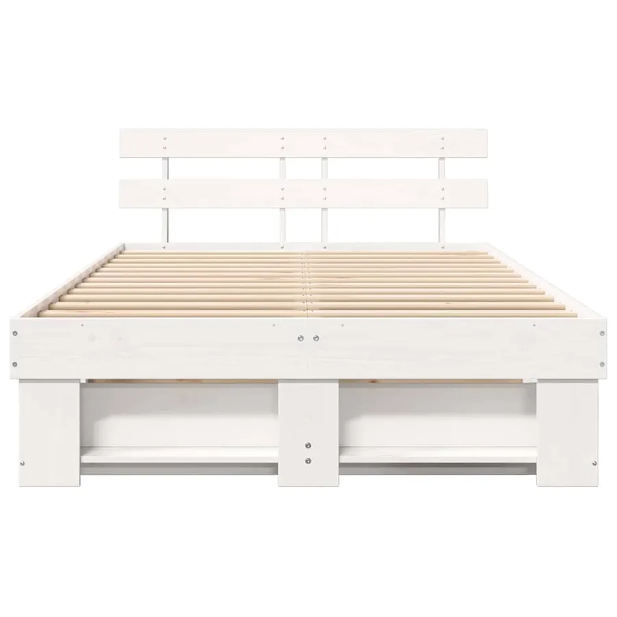 Cadre de lit avec tête de lit Blanc 135 x 190 cm Pin massif - 5