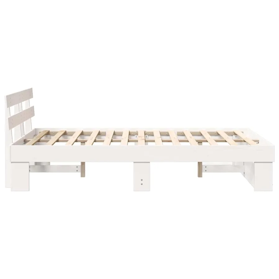 Cadre de lit avec tête de lit Blanc 135 x 190 cm Pin massif - 6
