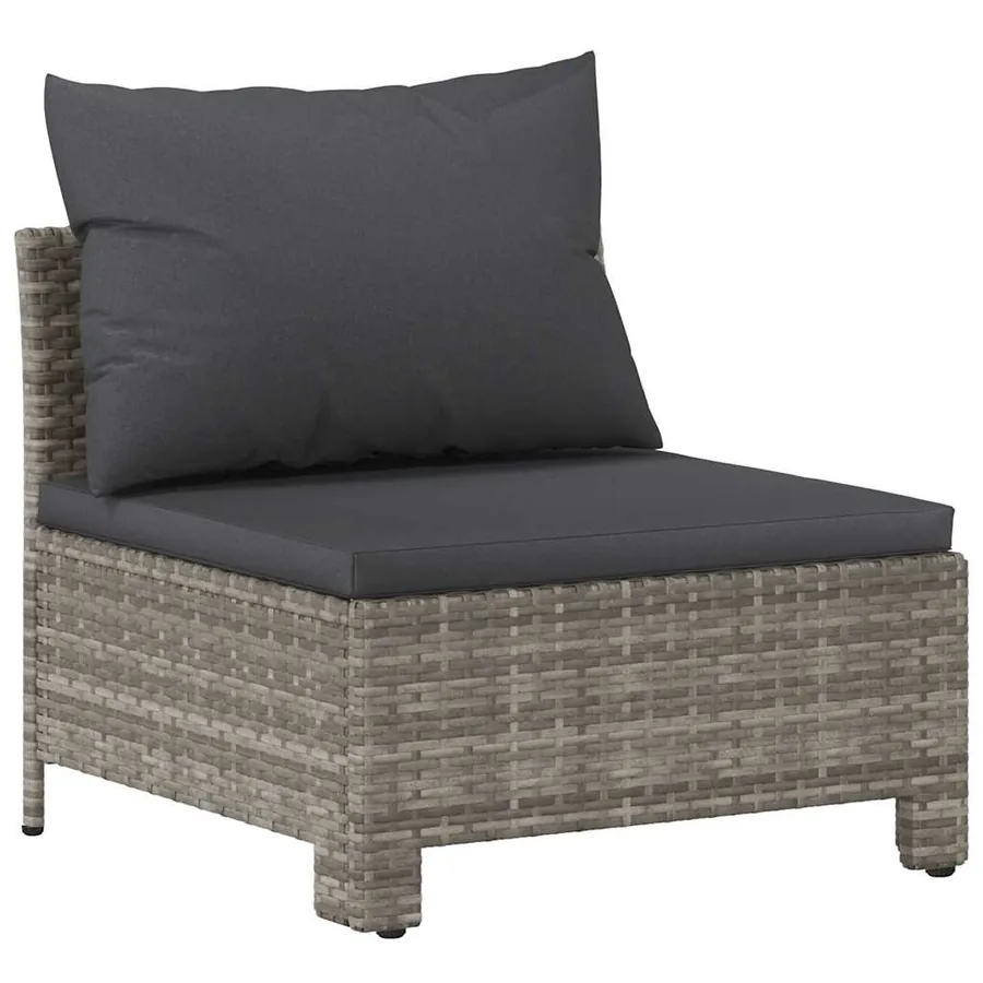 Canapé de jardin central avec coussin en polyrotin gris - 2