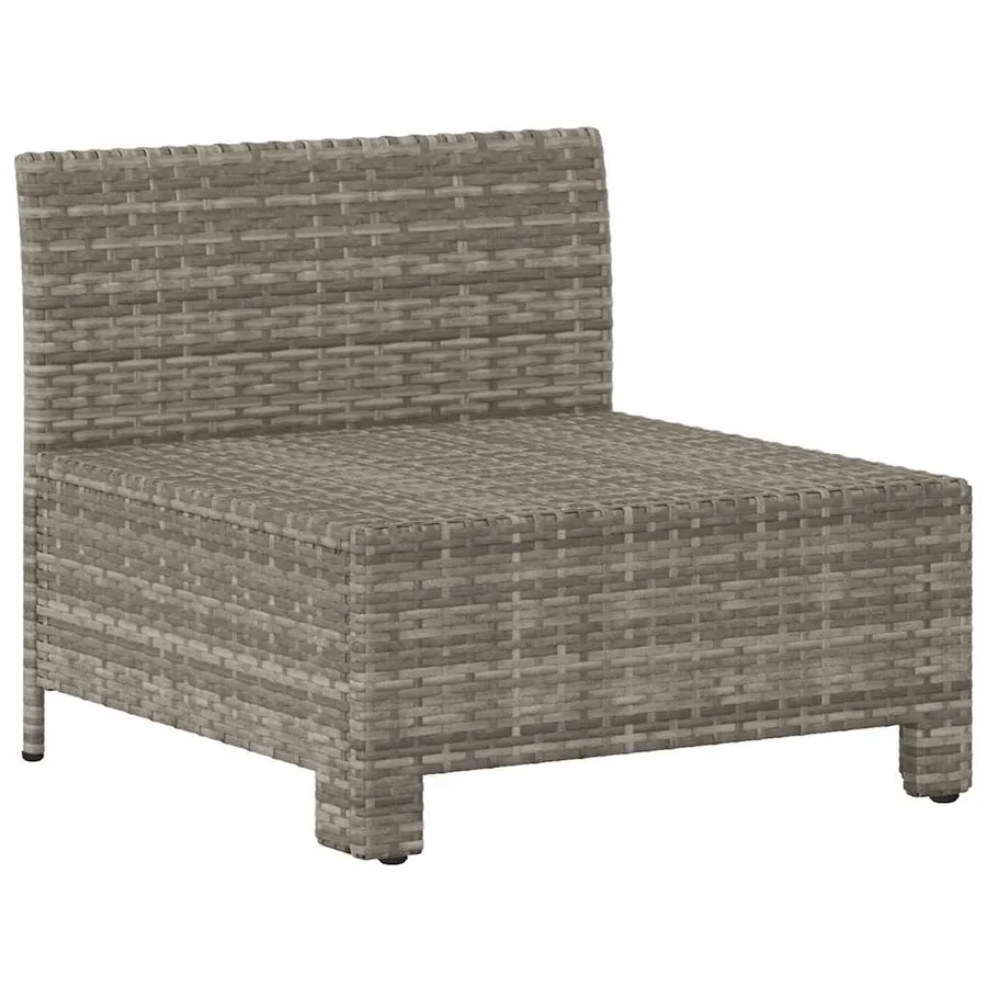Canapé de jardin central avec coussin en polyrotin gris - 3