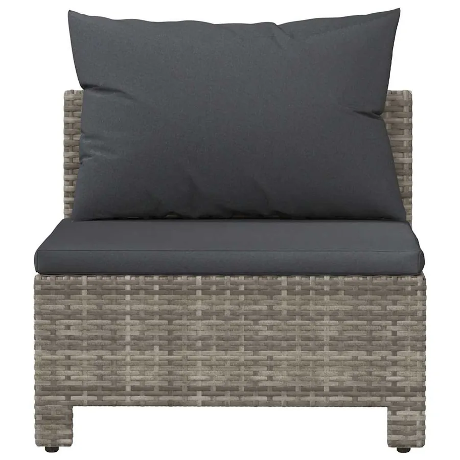Canapé de jardin central avec coussin en polyrotin gris - 4